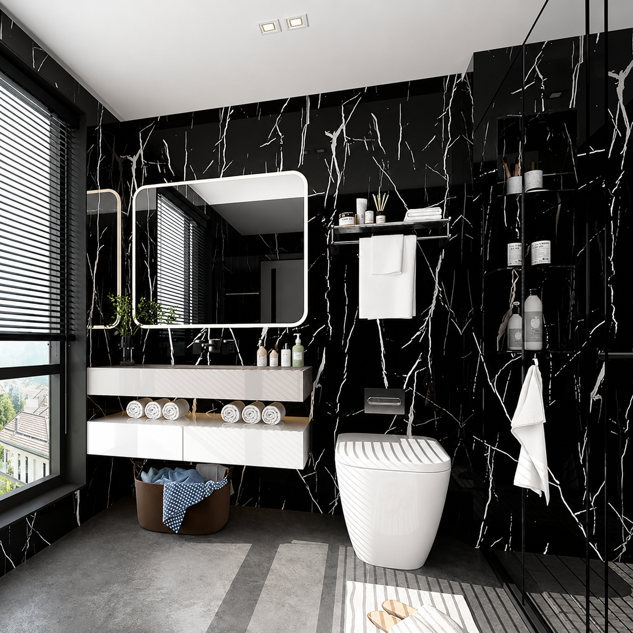 Black Marble Self Adhesive Wallpaper | Waterproof PVC Contact Paper