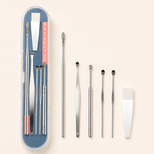 6 in 1 Stainless Steel Ear Wax Remover Tool Kit | Reusable Ear Pick Cleaning Set with Storage Case